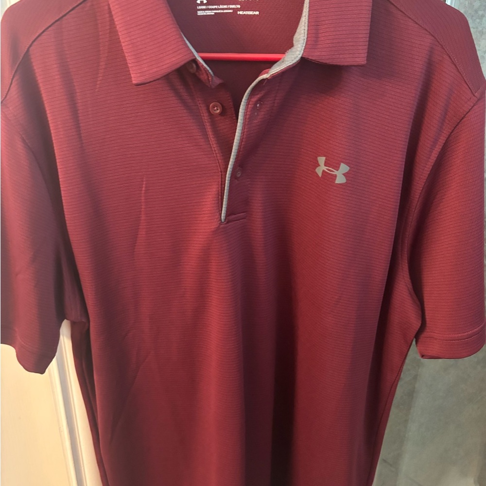 Under Armour Maroon Polo Shirt Performance Material Classic Design